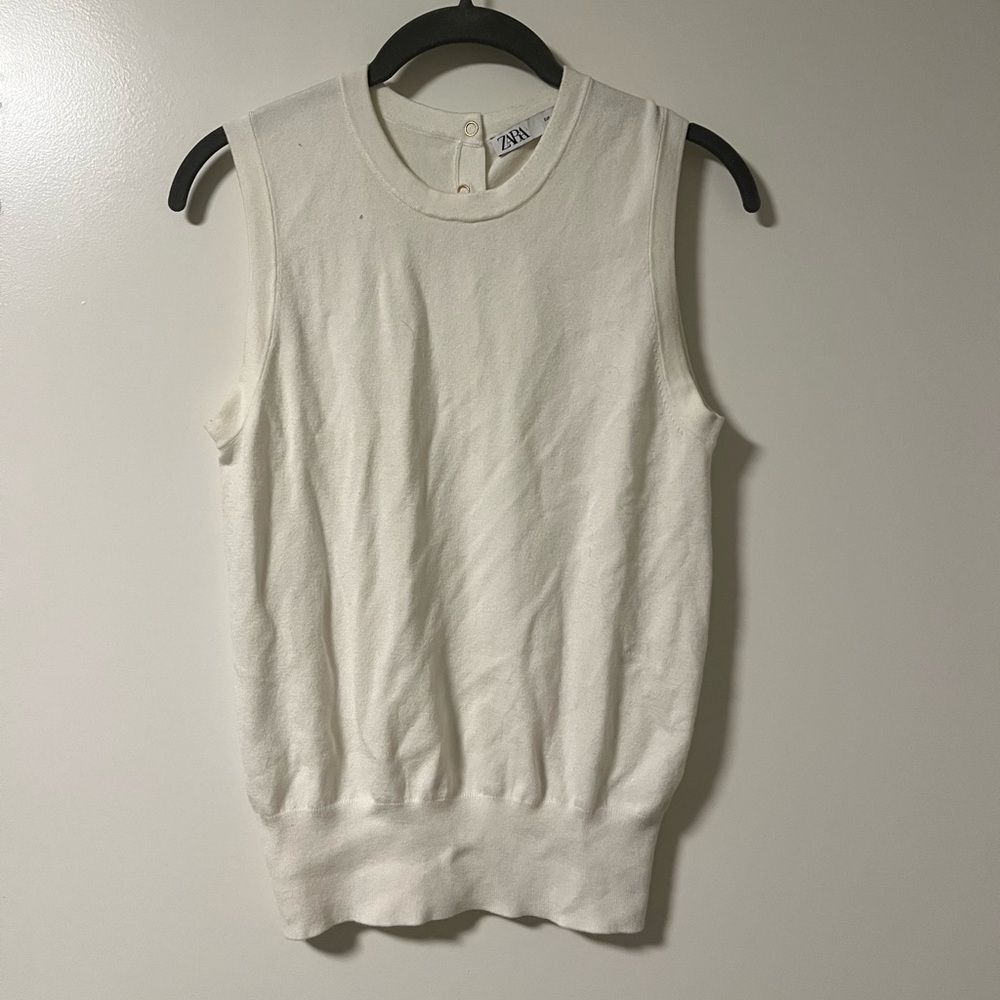Zara White Sleeveless Top